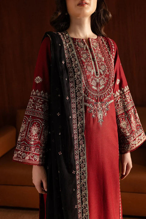 BATIK-3PC DHANAK EMBROIDERED SHIRT WITH DHANAK EMBROIDERED DUPATTA AND EMB TROUSER-KPR-4041