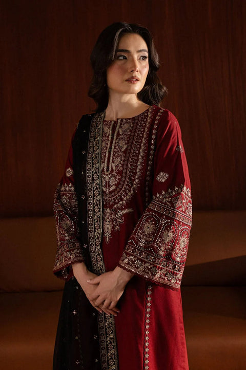 BATIK-3PC DHANAK EMBROIDERED SHIRT WITH DHANAK EMBROIDERED DUPATTA AND EMB TROUSER-KPR-4041