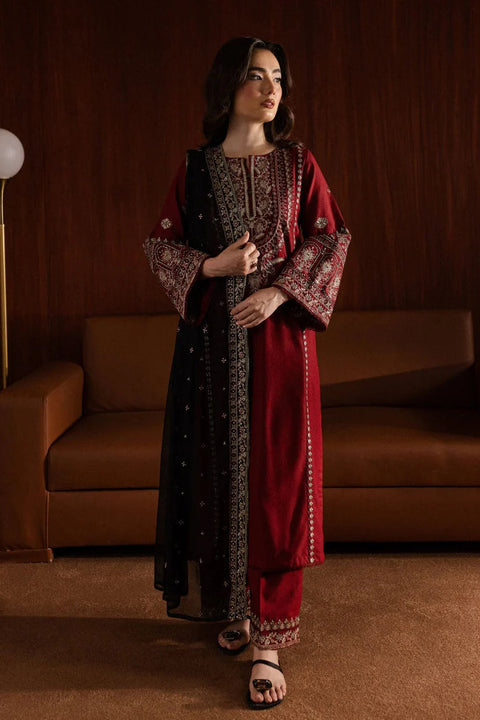 BATIK-3PC DHANAK EMBROIDERED SHIRT WITH DHANAK EMBROIDERED DUPATTA AND EMB TROUSER-KPR-4041