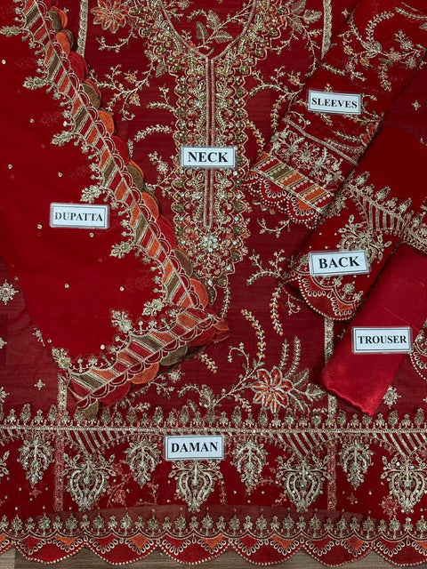 MARIA B - Unstitched Embroidered Chiffon Suit | MPC-24-107