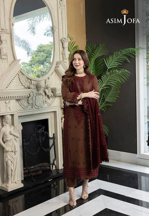 Asim Jofa -  3PC LAWN Embroidered SHIRT WITH CHIFFON Embroidered DUPATTA AND TROUSER -308 - Kaprang