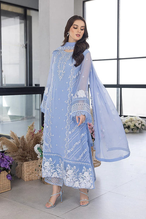 AZURE - 3PC LAWN EMBROIDERED SHIRT WITH CHIFFON EMBROIDERED DUPATTA AND TROUSER - HZG1556 - Kaprang