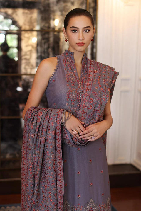 Bareeze - 3PC DHANAK EMBROIDERED SHIRT HEAVY EMBROIDERED SHAWL DUPATTA AND TROUSER- KPR 042