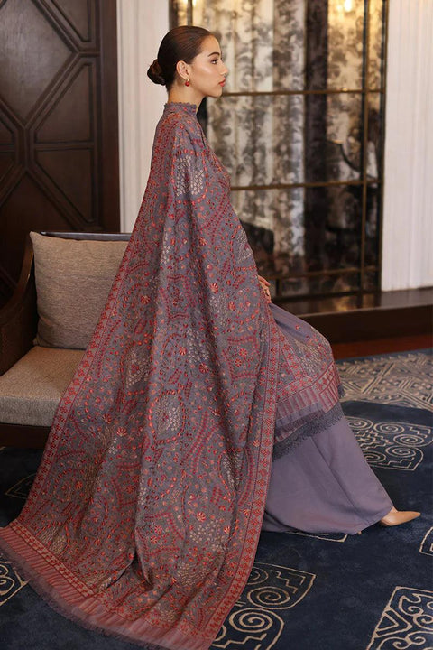 Bareeze - 3PC DHANAK EMBROIDERED SHIRT HEAVY EMBROIDERED SHAWL DUPATTA AND TROUSER- KPR 042
