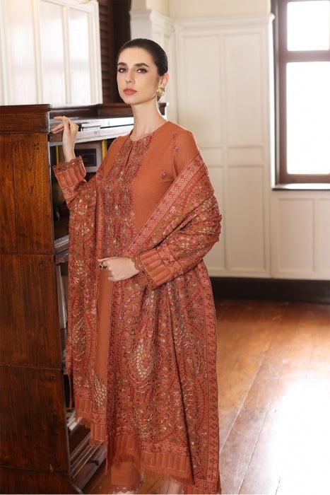 Bareeze - 3PC DHANAK EMBROIDERED SHIRT DHANAK HEAVY EMBROIDERED SHAWL DUPATTA AND TROUSER - KPR 022