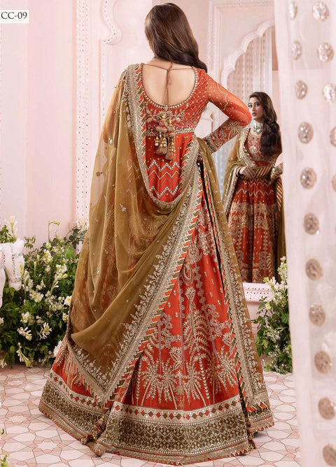 Chandni By Asim Jofa Embroidered Chiffon Suits Unstitched 3 Piece -09 - Luxury Collection