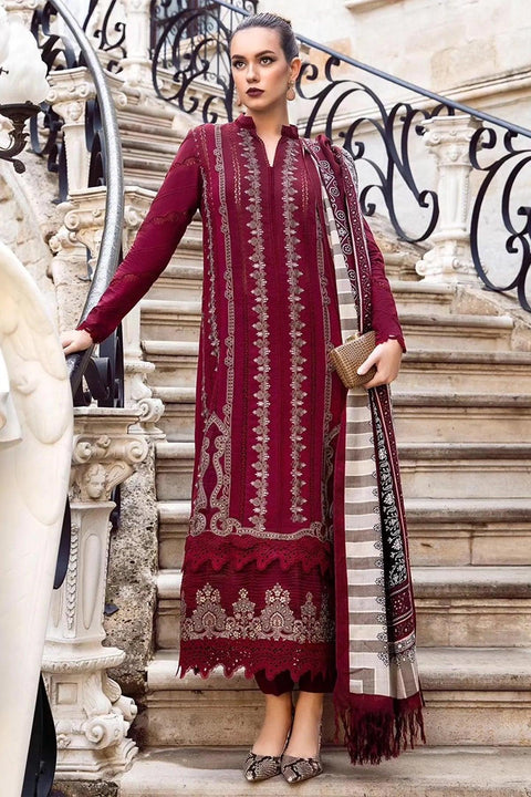 (Copy) MARIA B - 3PC LAWN EMBROIDERED SHIRT WITH COTTON SILK DUPATTA AND TROUSER- hzg 1482 - Kaprang