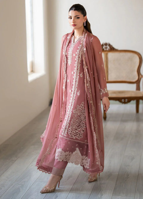 Ensembles by Azure Embroidered Chiffon Suits Unstitched 3 Piece AZU25EF Rosy Ember ES-102 - Festive Collection