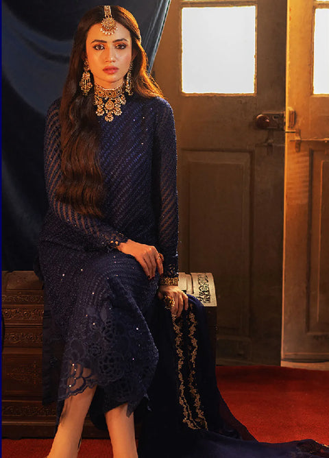 Azure Embroidered Chiffon Suits Unstitched 3 Piece -125 Aqua Serene - Festive Collection