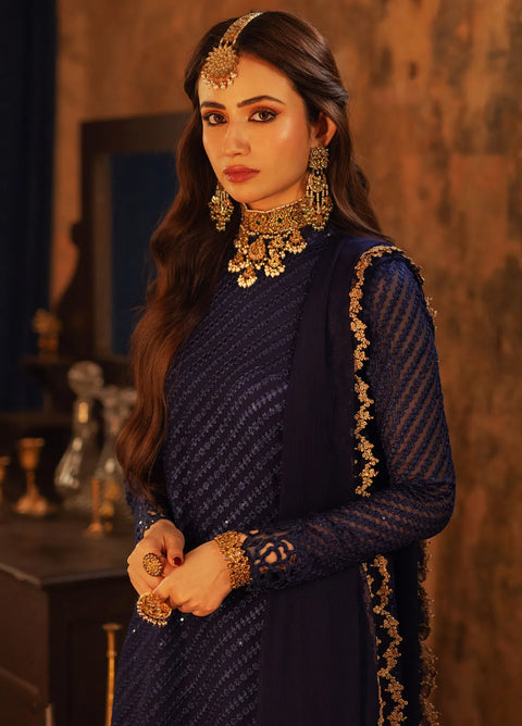 Azure Embroidered Chiffon Suits Unstitched 3 Piece -125 Aqua Serene - Festive Collection