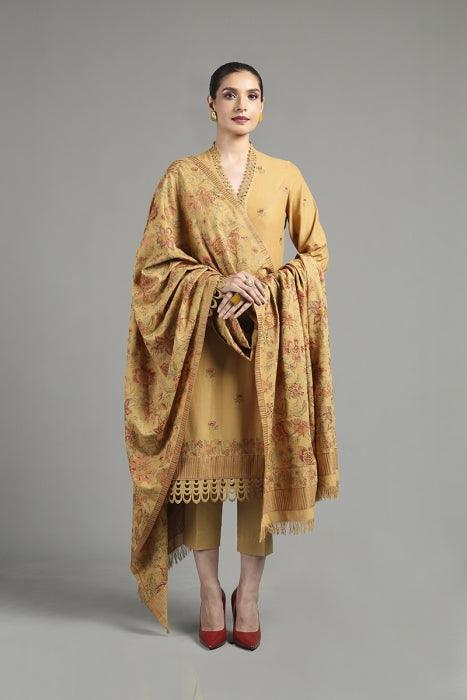 Bareeze - 3PC DHANAK EMBROIDERED SHIRT HEAVY EMBROIDERED SHAWL DUPATTA AND TROUSER- KPR 044