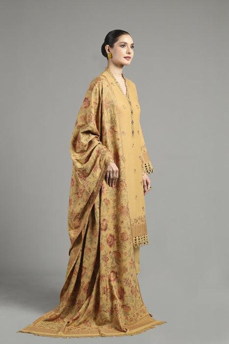 Bareeze - 3PC DHANAK EMBROIDERED SHIRT HEAVY EMBROIDERED SHAWL DUPATTA AND TROUSER- KPR 044