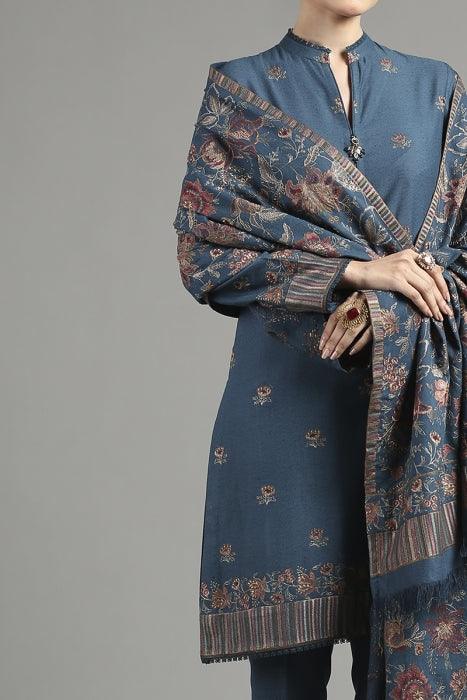 Bareeze - 3PC DHANAK EMBROIDERED SHIRT DHANAK HEAVY EMBROIDERED SHAWL DUPATTA AND TROUSER- KPR 039