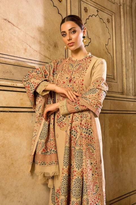 BAREEZE - 3PC DHANAK EMBROIDERED SHIRT DHANAK HEAVY EMBROIDERED SHAWL DUPATTA AND TROUSER - KPR 015